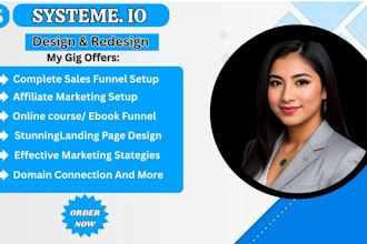 setup systeme io sales funnel automation, systeme io website landing page