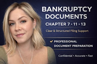 prepare bankruptcy documents for chapter 7, 11, 9 and 13
