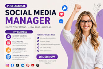 be your social media manager social medial marketing manager social medial post