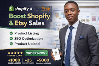 do shopify and etsy product listing product upload and seo to boost sales