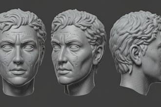 sculpt 3d head, 3d head model, 3d printing, 3d design, stl file, 3d face model