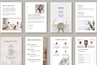 design airbnb welcome book, welcome booklet, house manual, guidebook, house rule