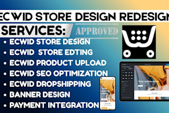 design edit redesign fix bug issue setup SEO upload product on ecwid store