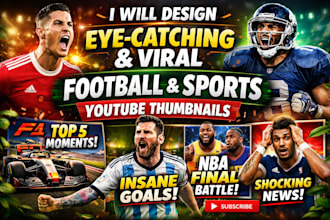 design eye catching and viral football and sports youtube thumbnails