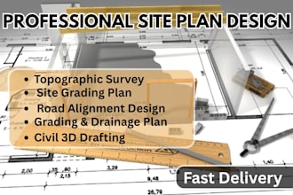 do site plan, topographic survey drawings, site grading, road design alignment
