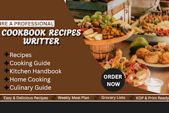 design cookbook, recipes, layout design and cookbook cover for amazon kdp