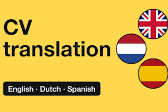 translate your CV or resume between english, dutch, and spanish professionally