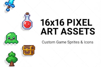 design 16x16 pixel icons,tilesets,objects