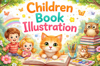 draw watercolor illustrations and children story book illustrations