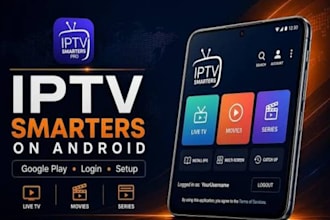 create iptv app in smarter pro style for android,  ios, samsung with admin panel
