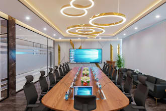 create 3d meeting room interior, office design, 3d lobby, conference room
