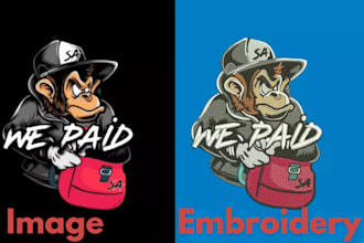 convert logo embroidery digitizing into dst, pes, vp3, jef, exp, asap