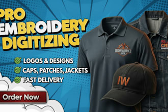 do embroidery digitizing logo into dst pes jef emb fast