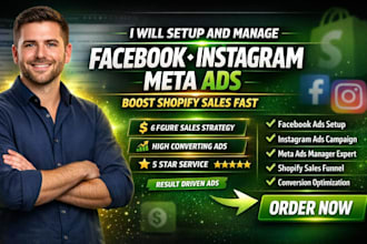 setup and manage facebook ads instagram ads meta ads shopify ads sales