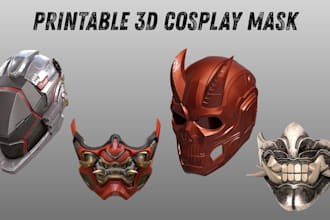 create 3d printable mask, cosplay helmet, oni anime mask for fdm resin printing