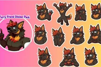 create cute furry emotes or telegram discord stickers