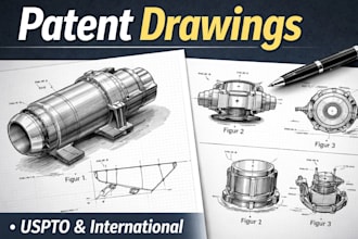 create professional patent drawings, technical  illustrations for uspto filing