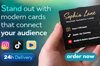 design influencer style business card with qr code and social links