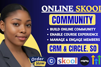 create online course, skool community setup, automation and skool optimization