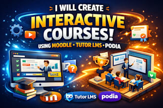 setup engaging lms course with website for moodle, tutor lms, podia, buddyboss