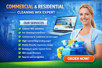 design commercial cleaning wix website, residential cleaning website redesign