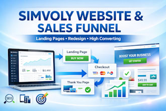 design simvoly website sales funnel and landing page with professional redesign