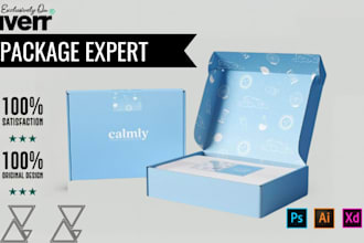 design packaging box, mailer box, carton box with realistic 3d mockup