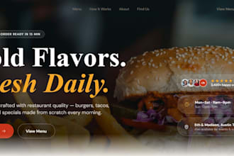 design food truck website restaurant, cafe, online ordering, meal prep website