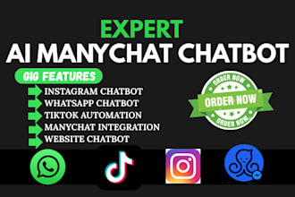 design a manychat chatbot for your website, and do tiktok automation