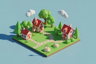 create stunning low poly 3d illustrations and renders for brands website adverts