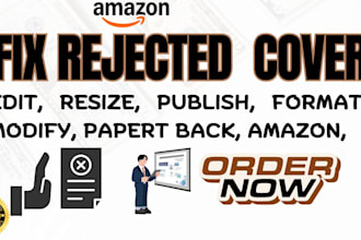 fix rejected book cover for amazon KDP, resize, bleed and spine errors