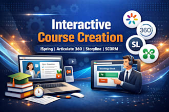 create an interactive course using ispring, articulate 360 or storyline, scorm