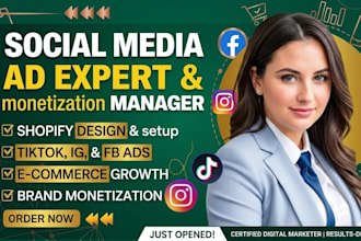 design shopify websites and run tiktok, ig, and facebook ads for monetization