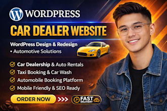 design wordpress car dealership website, taxi booking, car wash, car booking