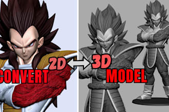convert 2d images to 3d models, stl files for 3d printing, toys, figurine