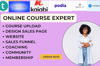 set up kajabi online course, course website kajabi, teachable, thinkific course