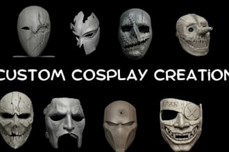 create 3d cosplay model, wearable armor, helmet, mask and costume design 3d mask