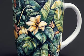 draw coffee mug design, custom mug design