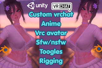 create custom vrchat avatar 3d model and furry nsfw character with rigging
