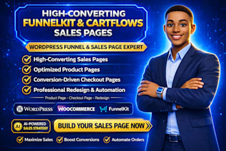 funnelkit, cartflows wordpress sales page,product page checkout page, redesign