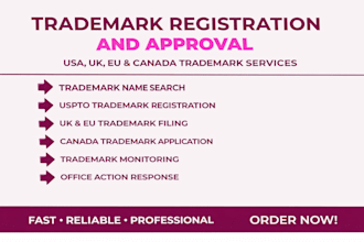 help with trademark registration USA, UK, eu or canada and search