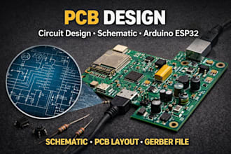 design pcb, circuit design, schematic, pcb layout, gerber, esp32, arduino