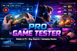 do game testing  review gameplay load usability testing mobile pc game tester