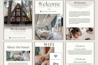 design hotel welcome booklet, real estate, airbnb welcome book, interactive book