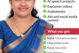 record a professional tamil voice over for your project
