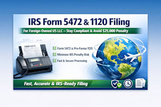 file and fax irs form 5472 and 1120 for non resident US llc