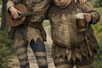 create funny medieval fantasy characters in realistic style