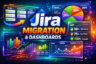 perform jira migration and design advanced dashboards reports and KPI tracking