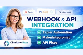 do webhook api integration zapier, make automation, workflow, api fix, rest api