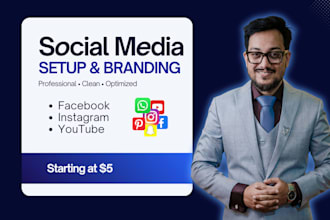 setup professional social media accounts with branding